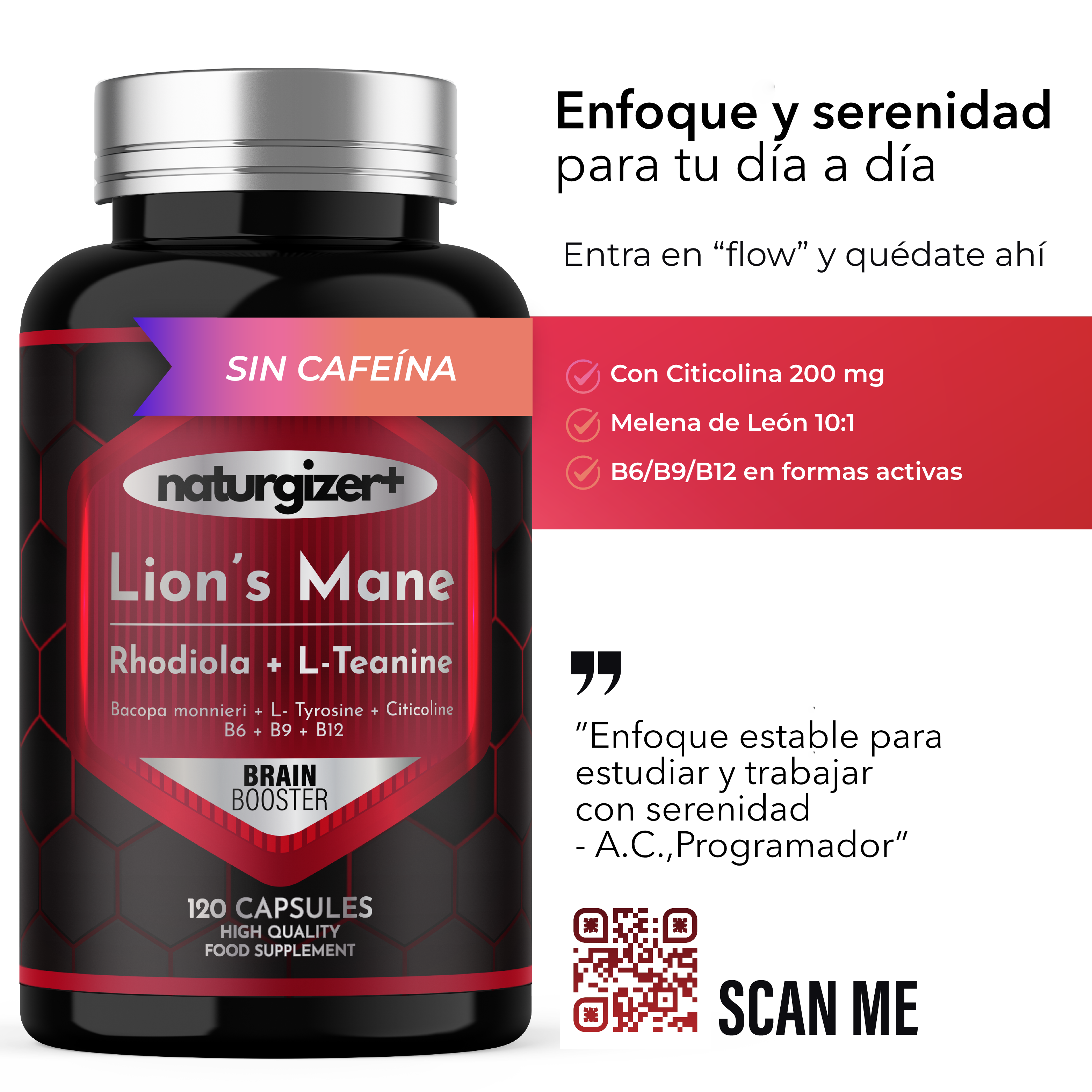 Lion´s Mane Mushroom, inspirado en las mejores fórmulas nootropicas.