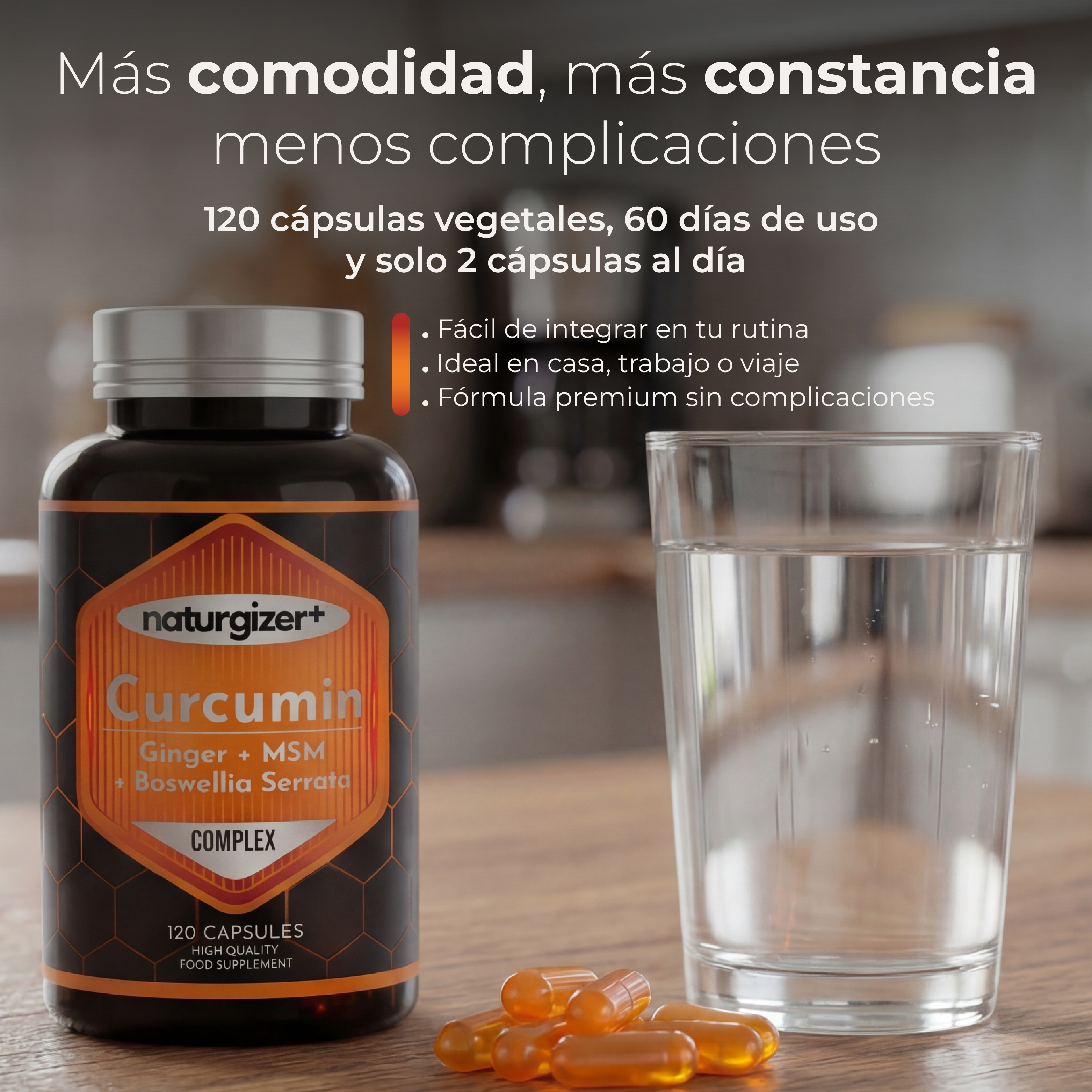 Curcumina Liposomal, Jengibre, MSM, Boswellia Serrata