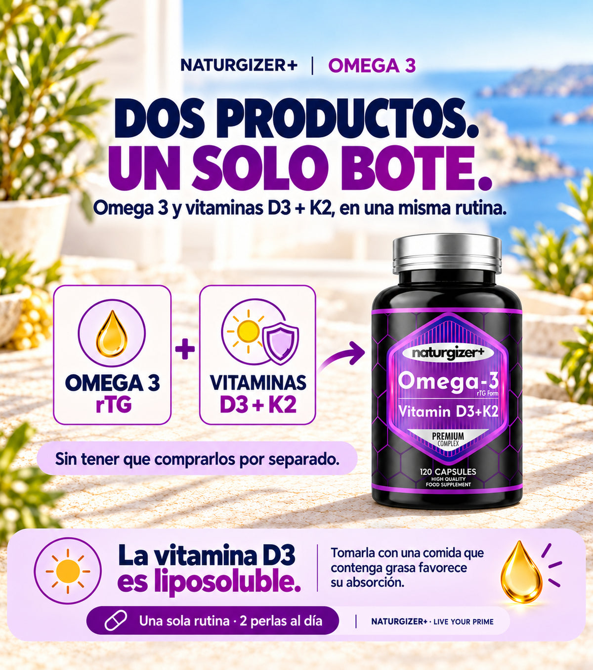Omega-3 y vitaminas D3 y K2 en una sola fórmula