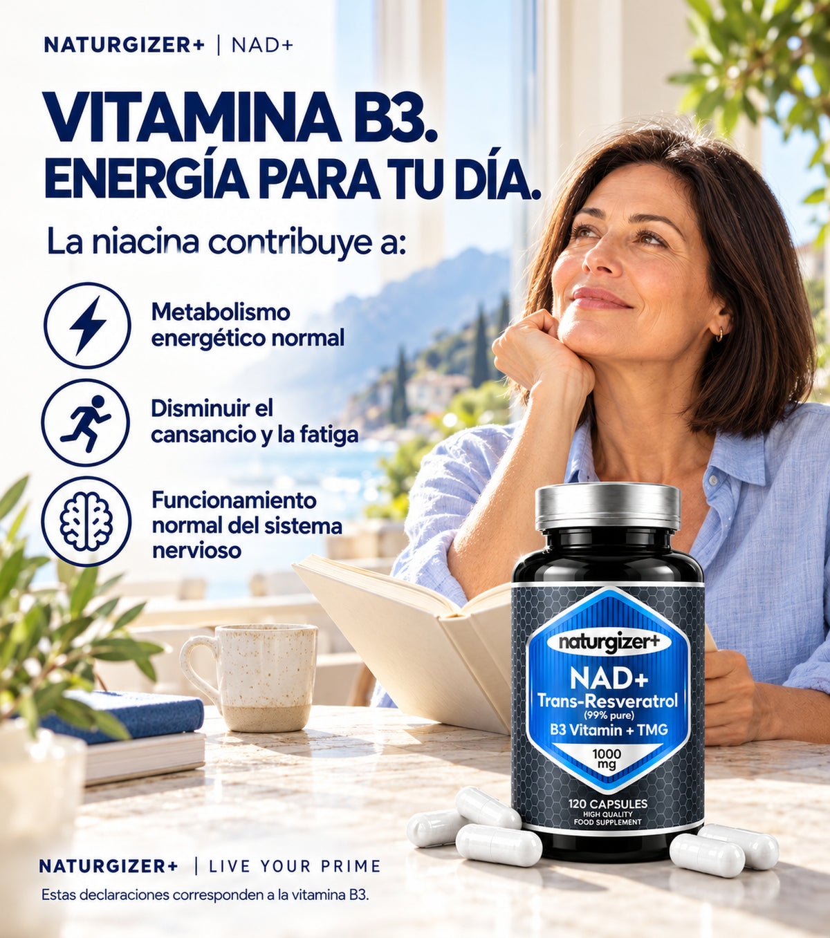 Funciones nutricionales de la vitamina B3 incluida en NAD+ Complex